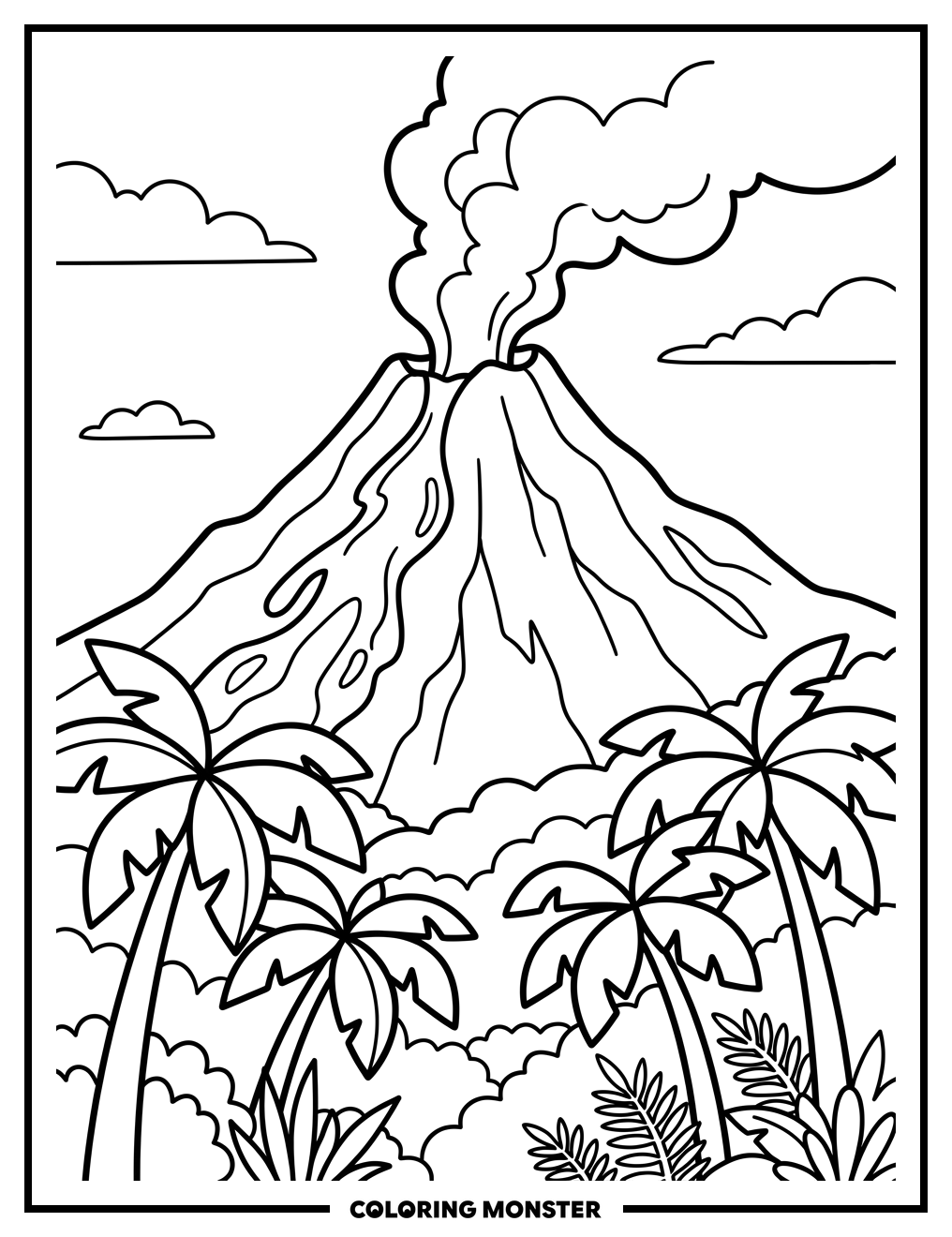 Hawaiian Volcano Eruption Coloring Page