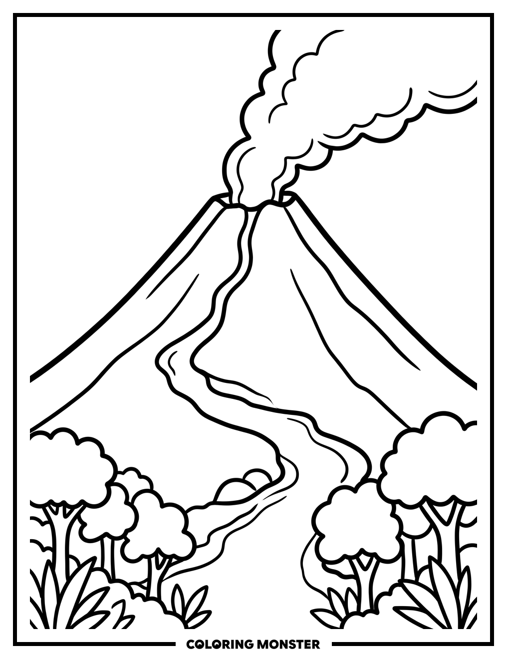Hawaiian Volcano Eruption Coloring Page