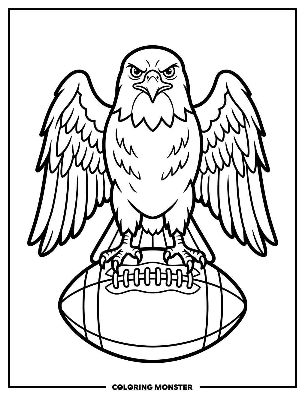 Hawkeye Mascot on Football Coloring Page