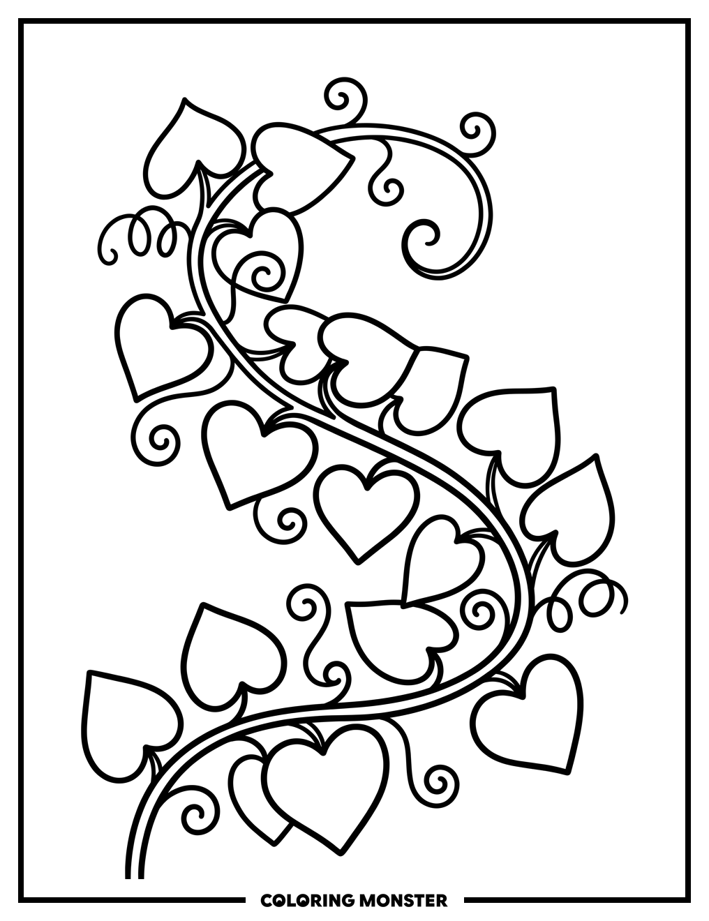 Heart Leaf Vine Coloring Page