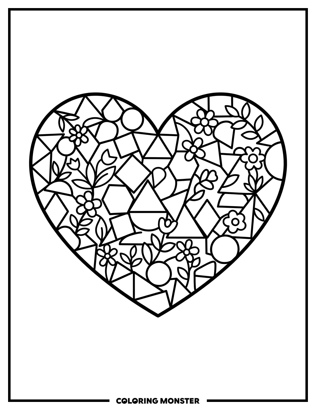 Heart Mosaic Coloring Page Coloring Page