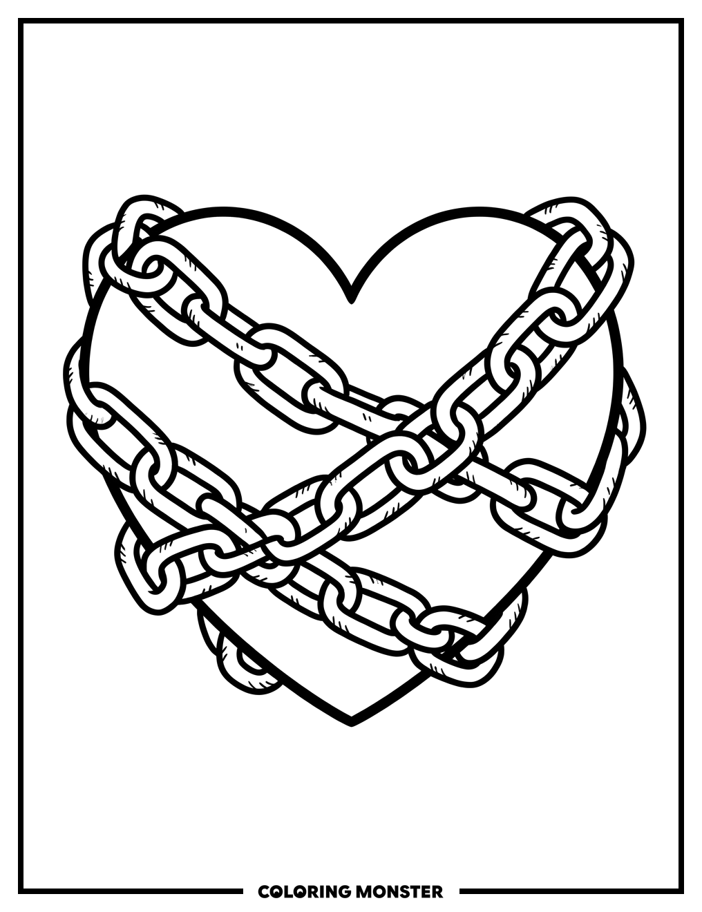 Heart With Chains Coloring Page
