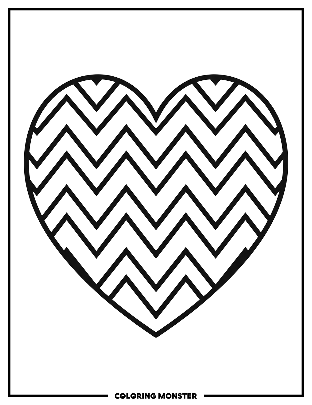 Heart With Chevron Pattern Coloring Page