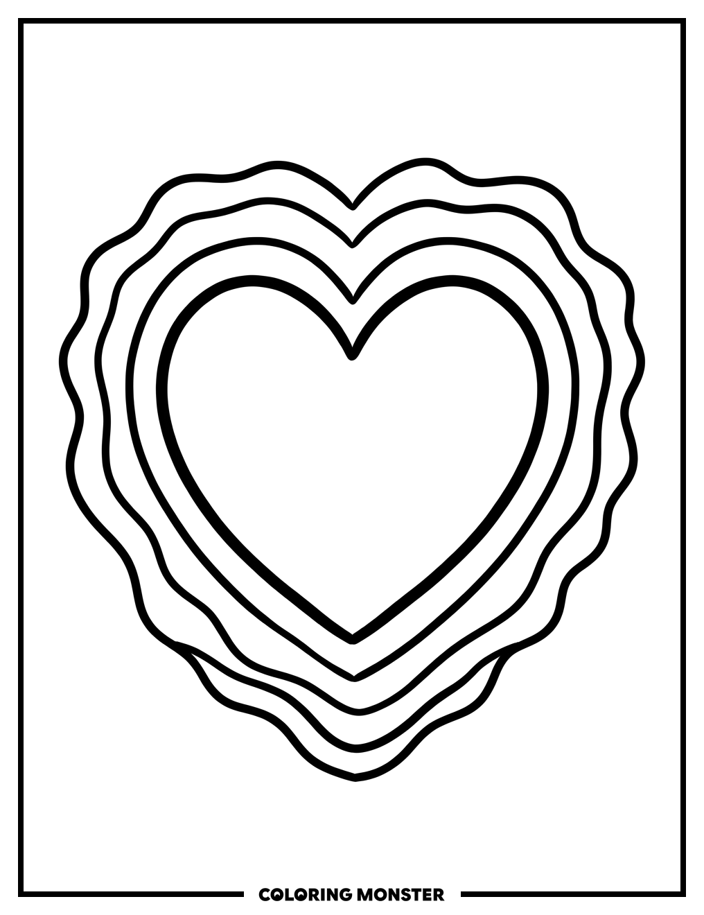 Heart with Rainbow Aura Coloring Page