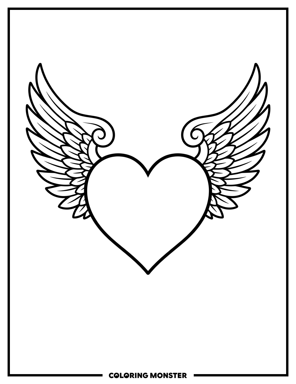 Heart With Wings Coloring Page