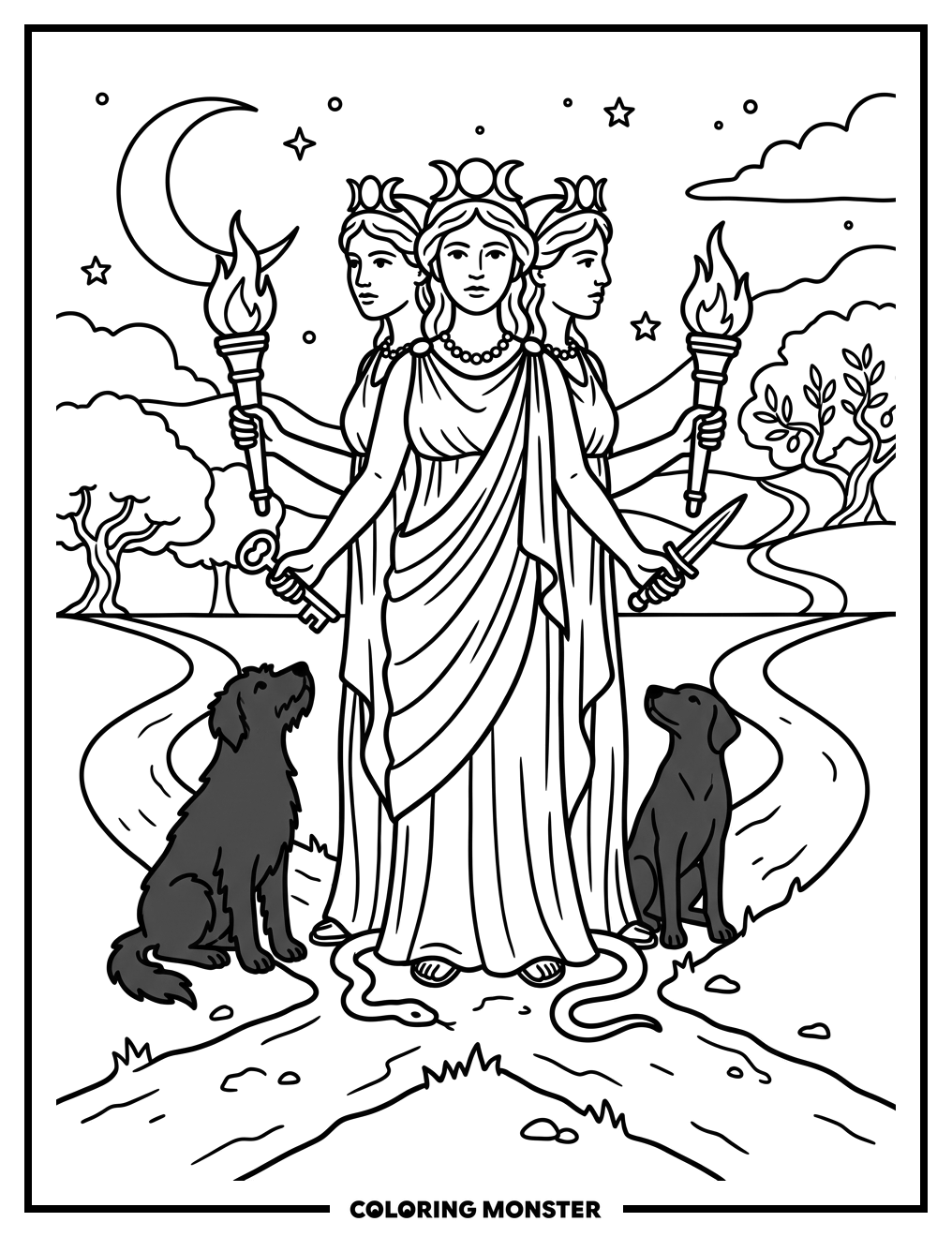 Hecate At The Crossroads Coloring Page
