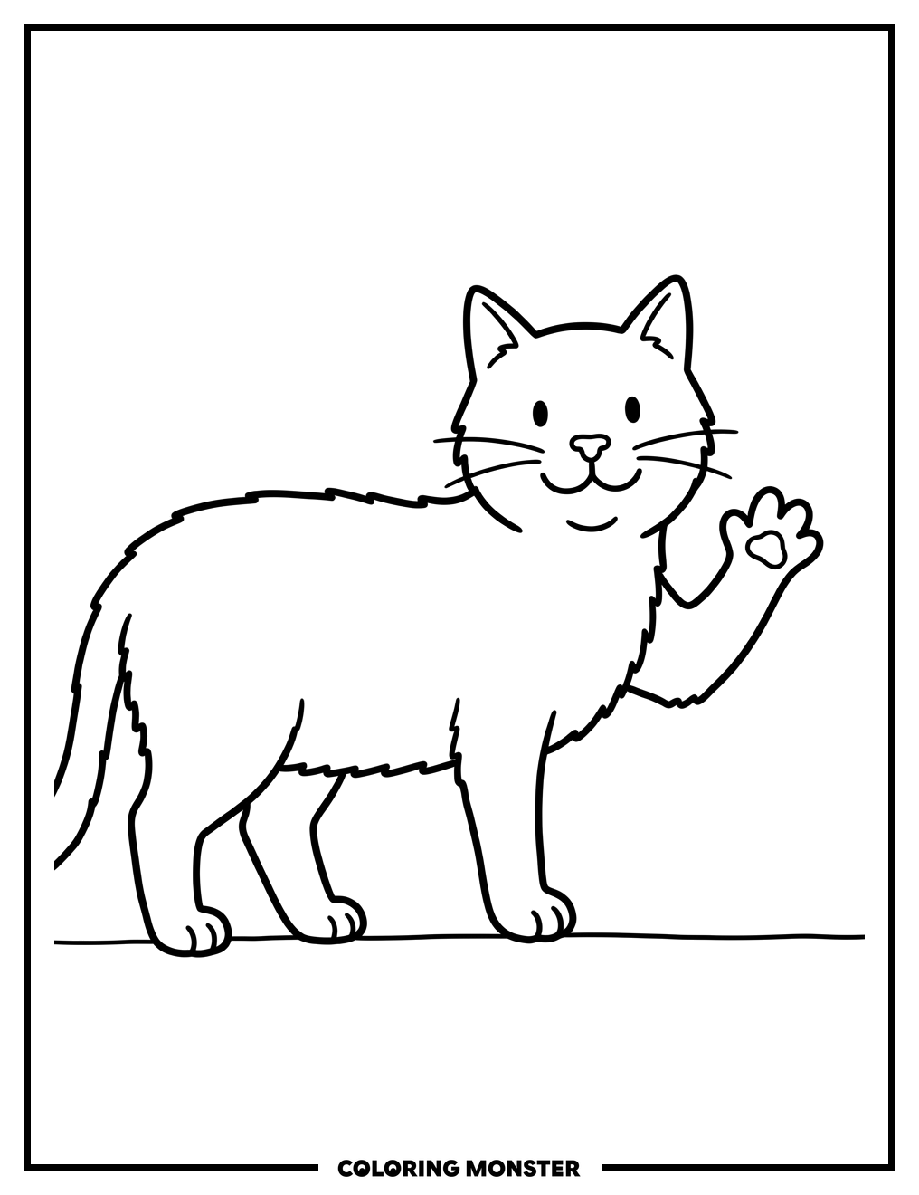 Henry The Red Cat Waving Coloring Page