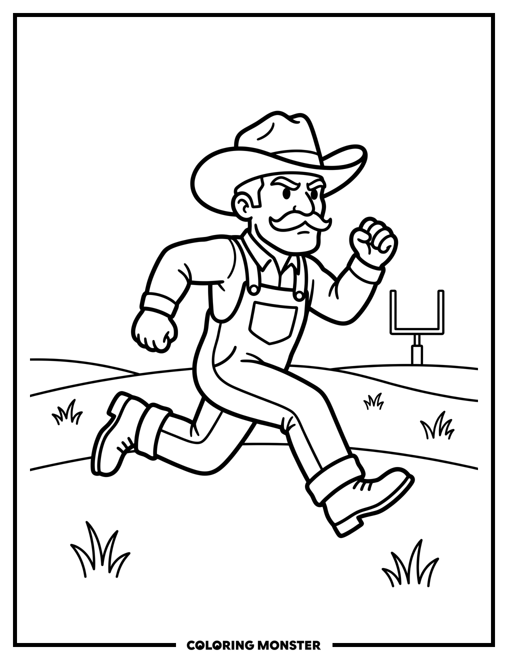 Herbie Husker Running on Field Coloring Page