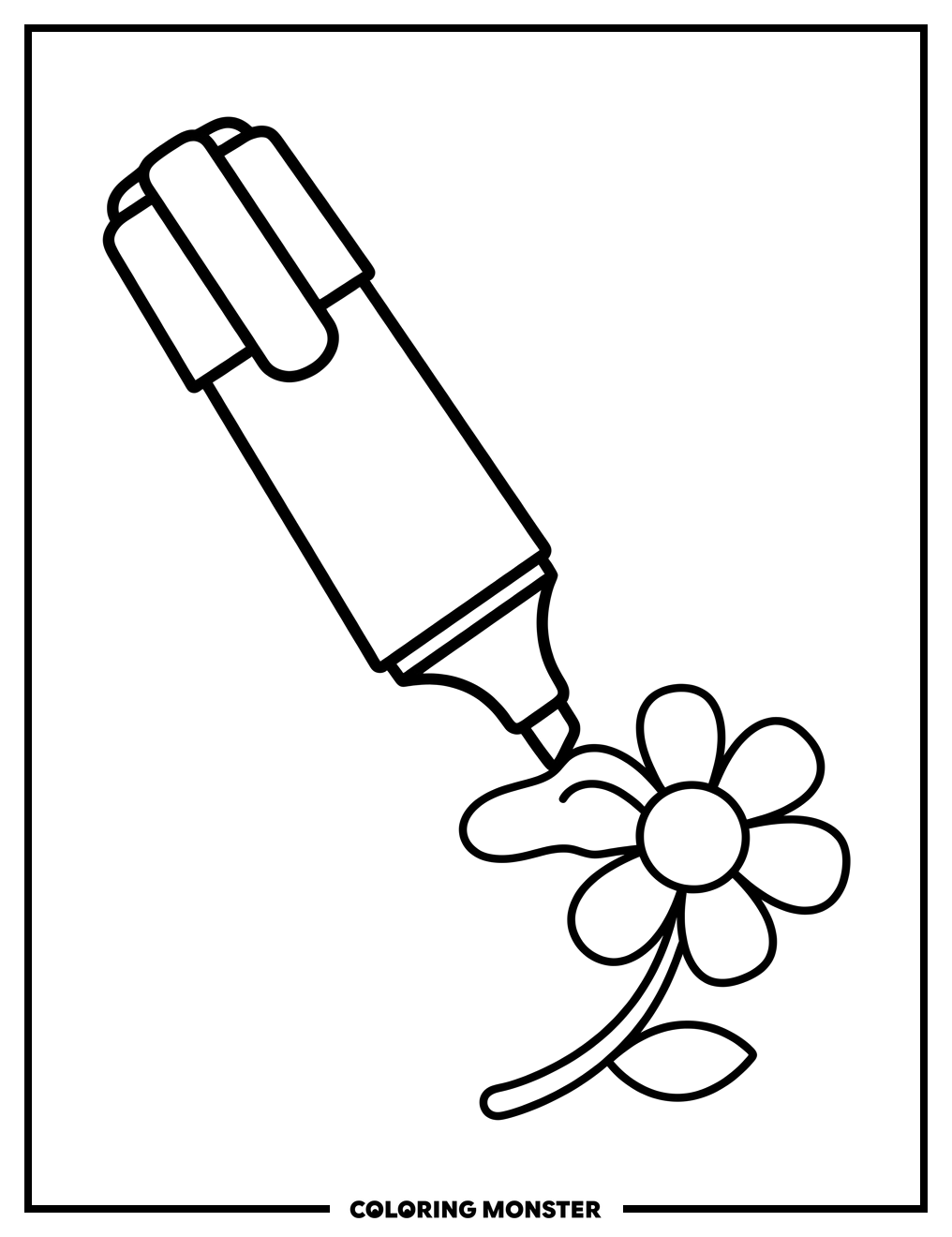 Highlighter Drawing A Flower Coloring Page
