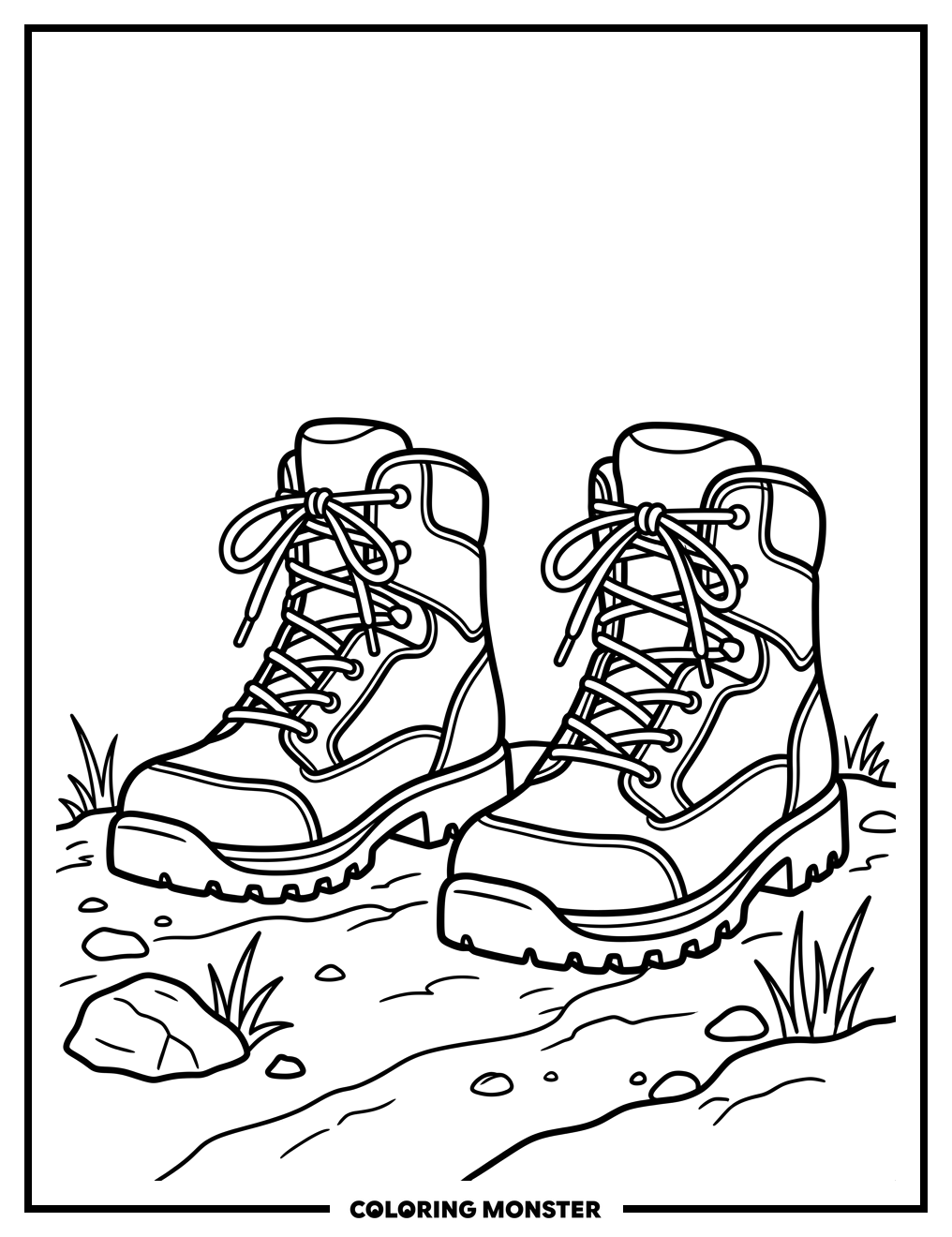Hiking Boots Ready for Adventure Coloring Page