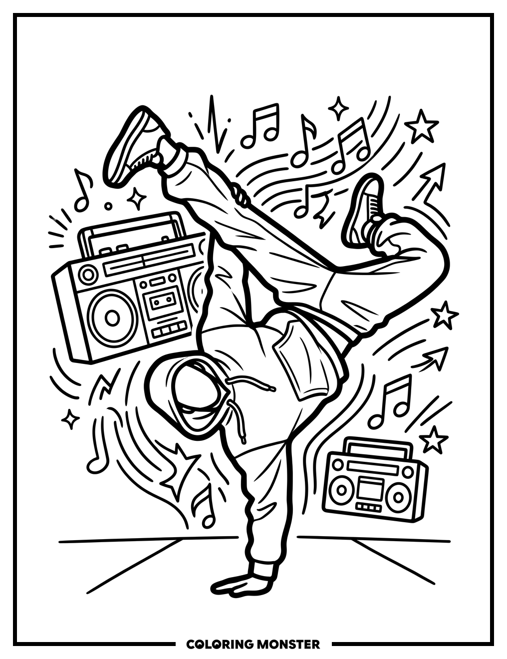 Hip Hop Dancer Silhouette Coloring Page