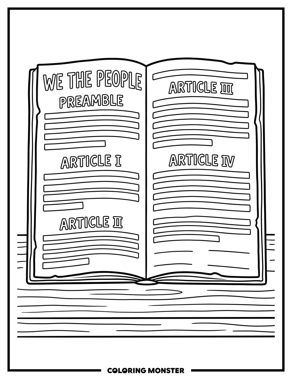 Historic Document on Table Coloring Page