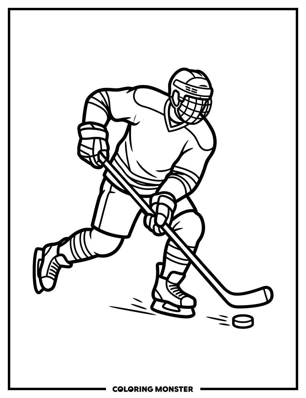 Hockey Player Silhouette Coloring Page