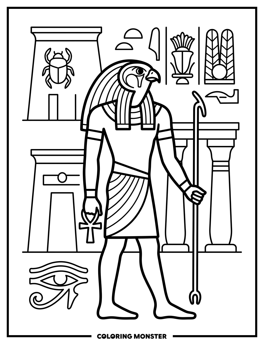 Horus With Falcon Head Coloring Page