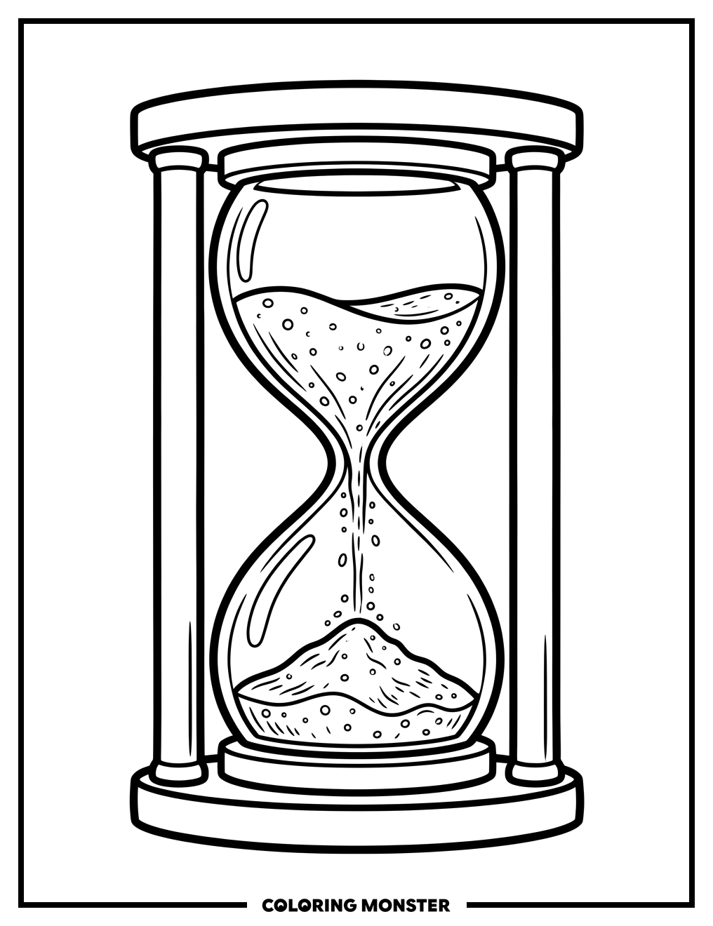Hourglass with Flowing Sand Coloring Page