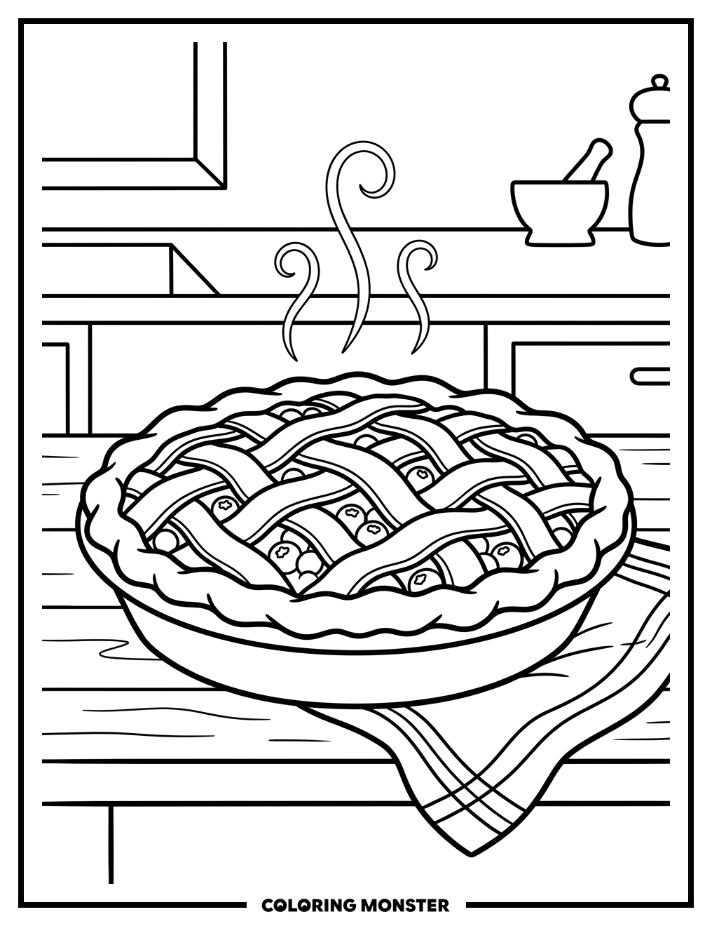 Huckleberry Pie With Lattice Crust Coloring Page