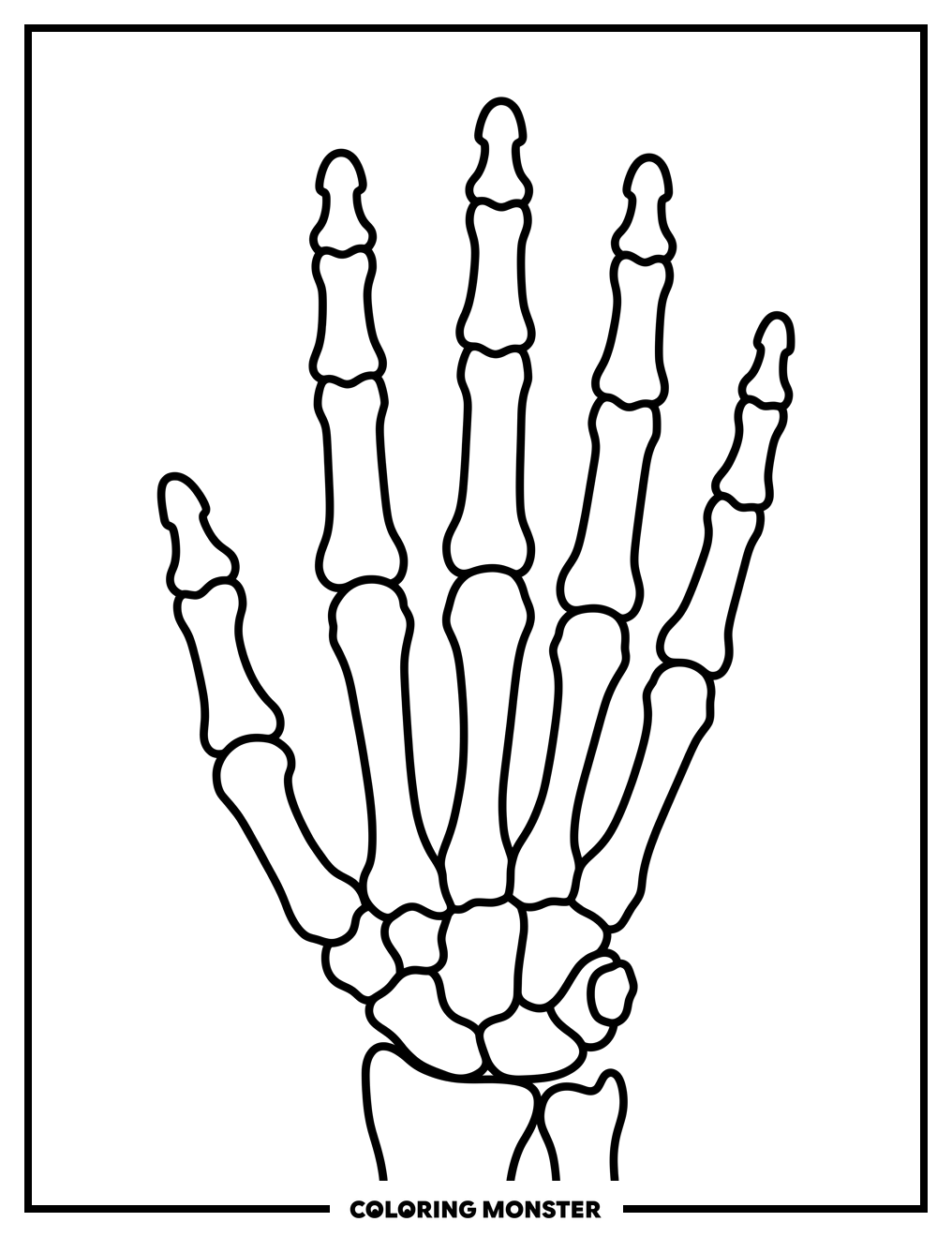 Human Hand Skeleton Coloring Page