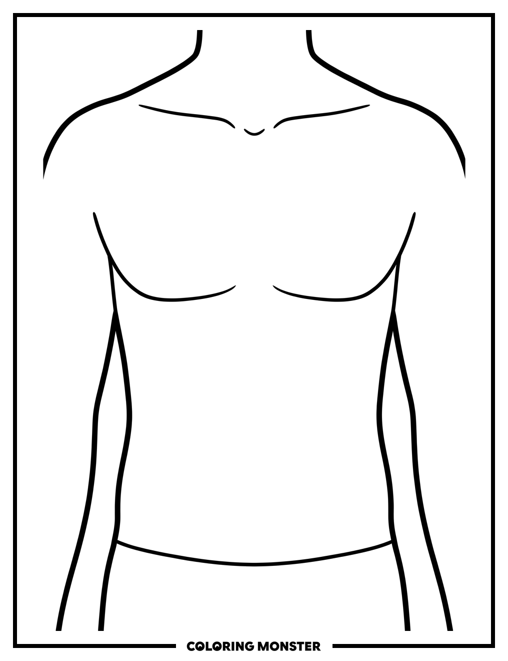 Human Torso Anatomy Outline Coloring Page