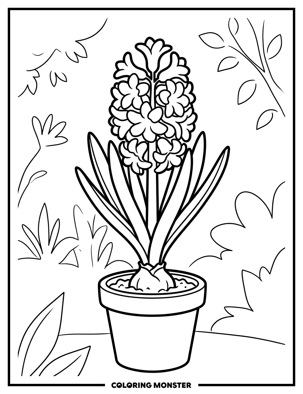 Hyacinth Flower in Terracotta Pot Coloring Page