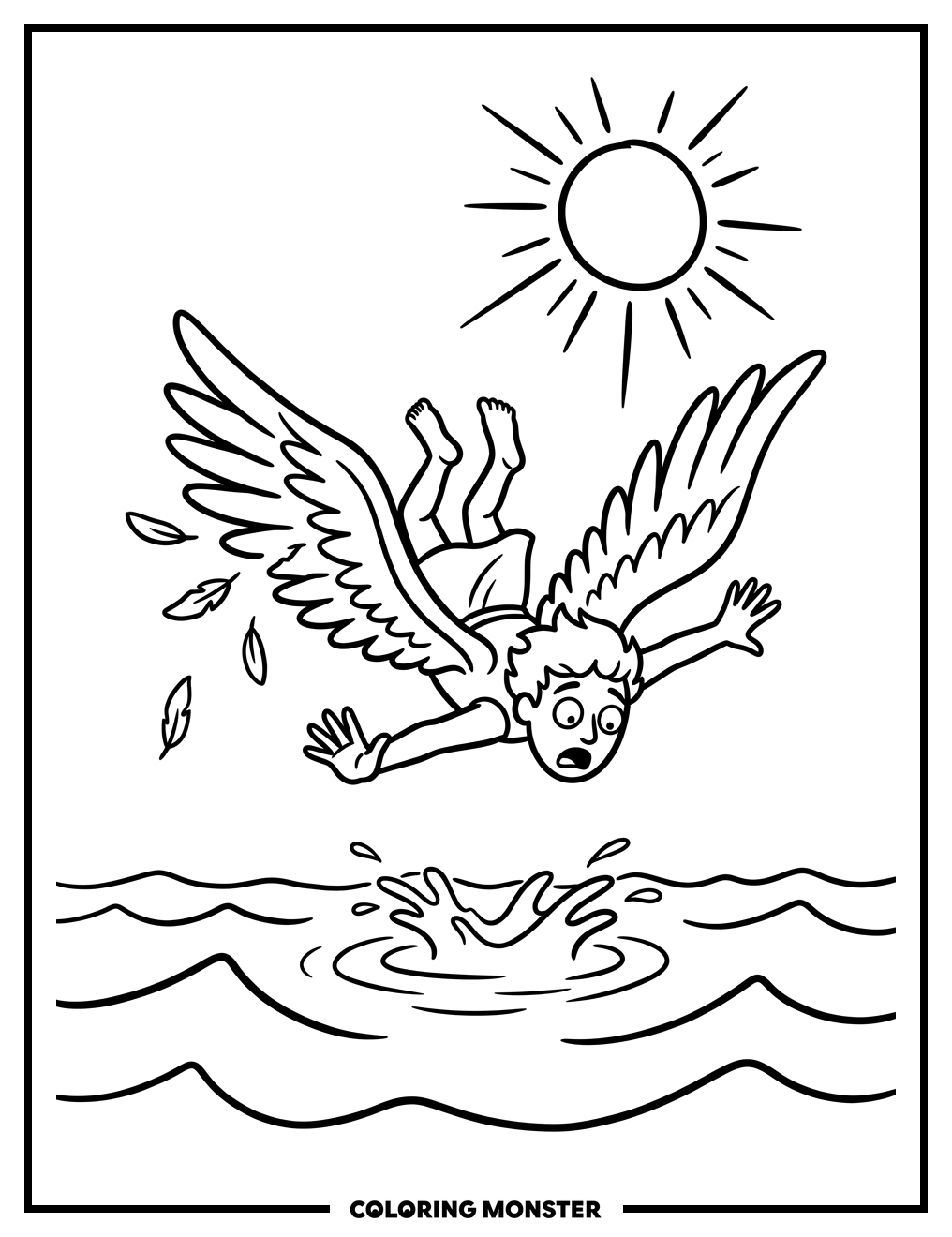 Icarus Falling From The Sky Coloring Page