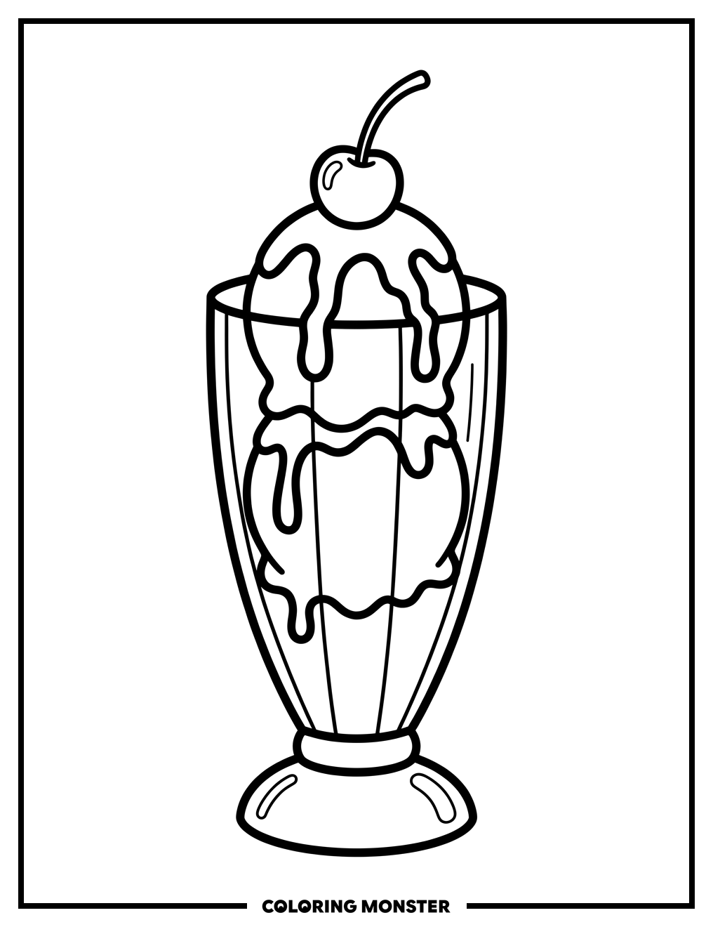 Ice Cream Sundae Delight Coloring Page