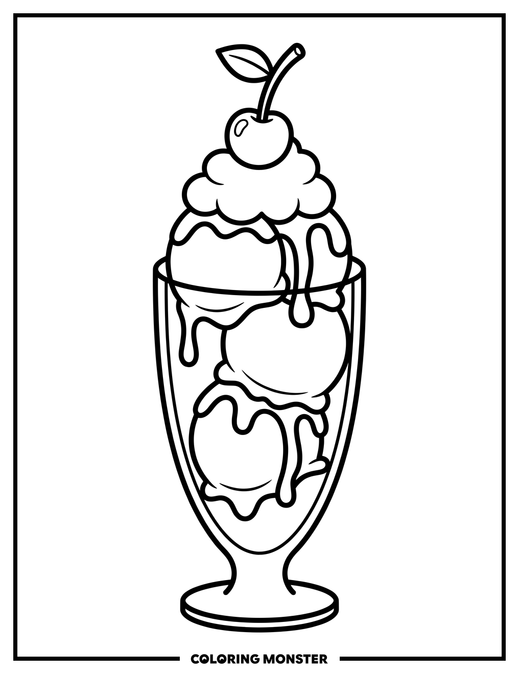 Ice Cream Sundae Treat Coloring Page