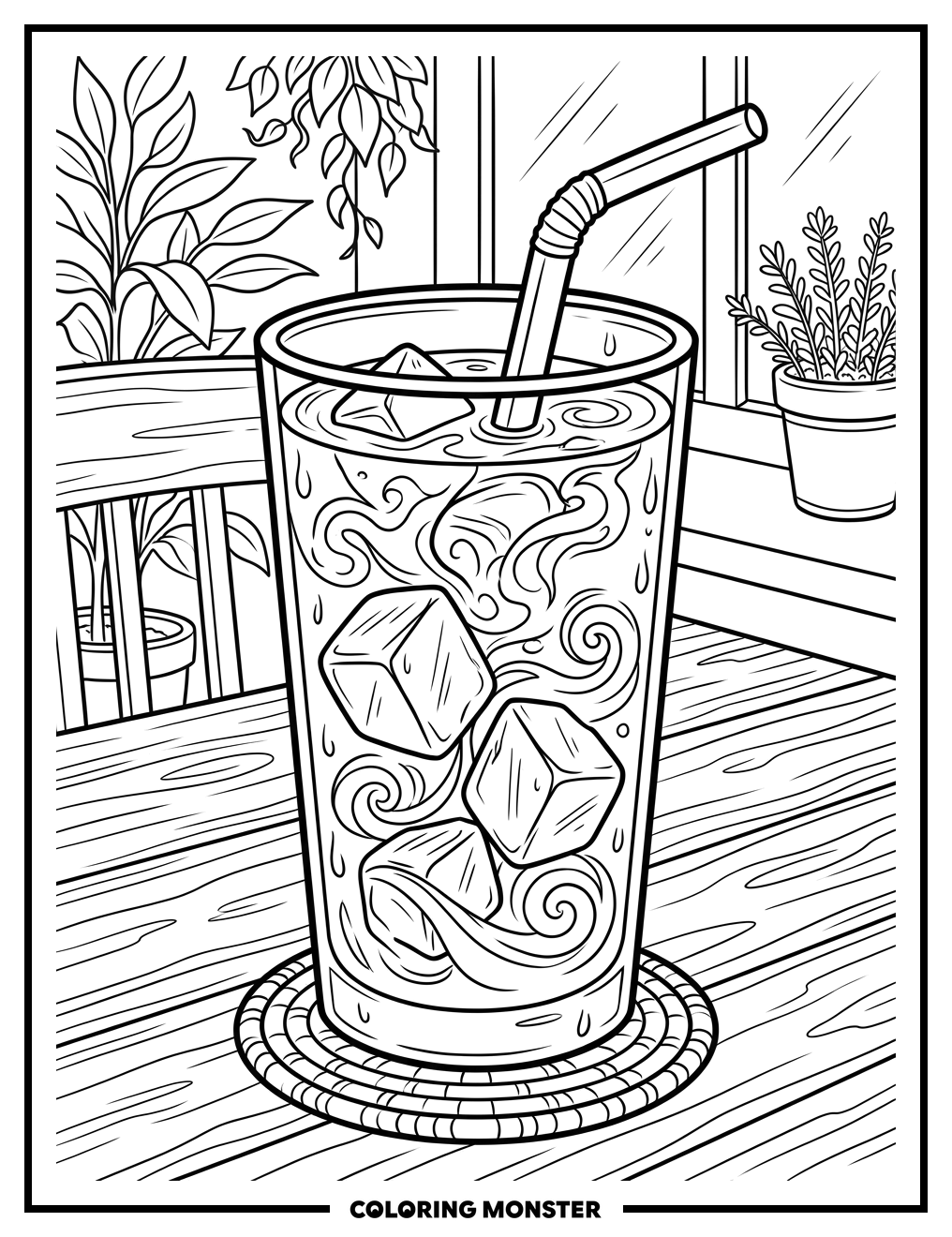Iced Coffee With Cream Coloring Page
