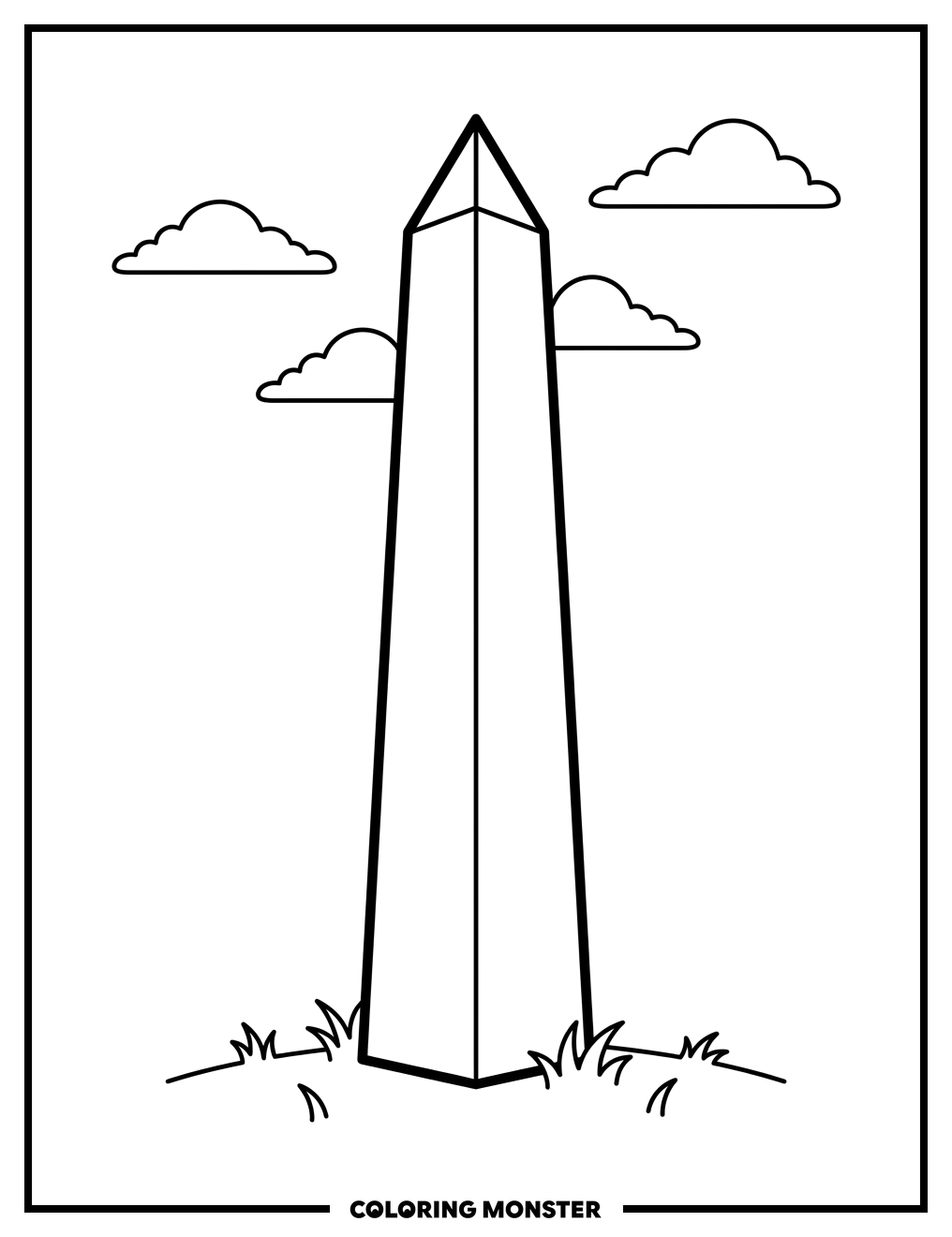 Iconic Obelisk in Clear Sky Coloring Page
