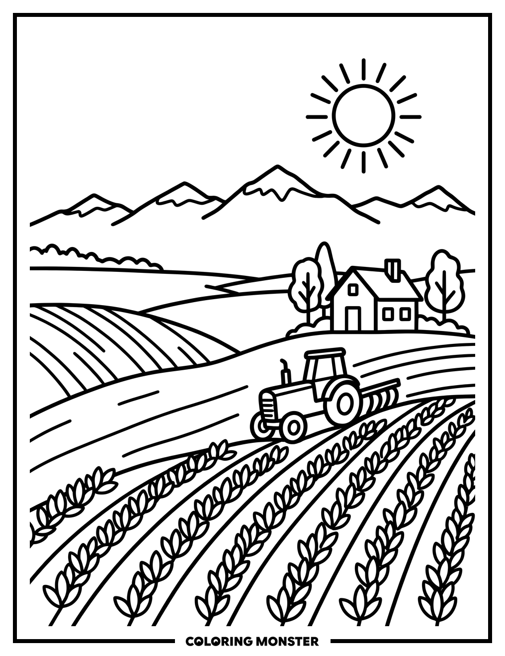 Idaho Farmland Panorama Coloring Page