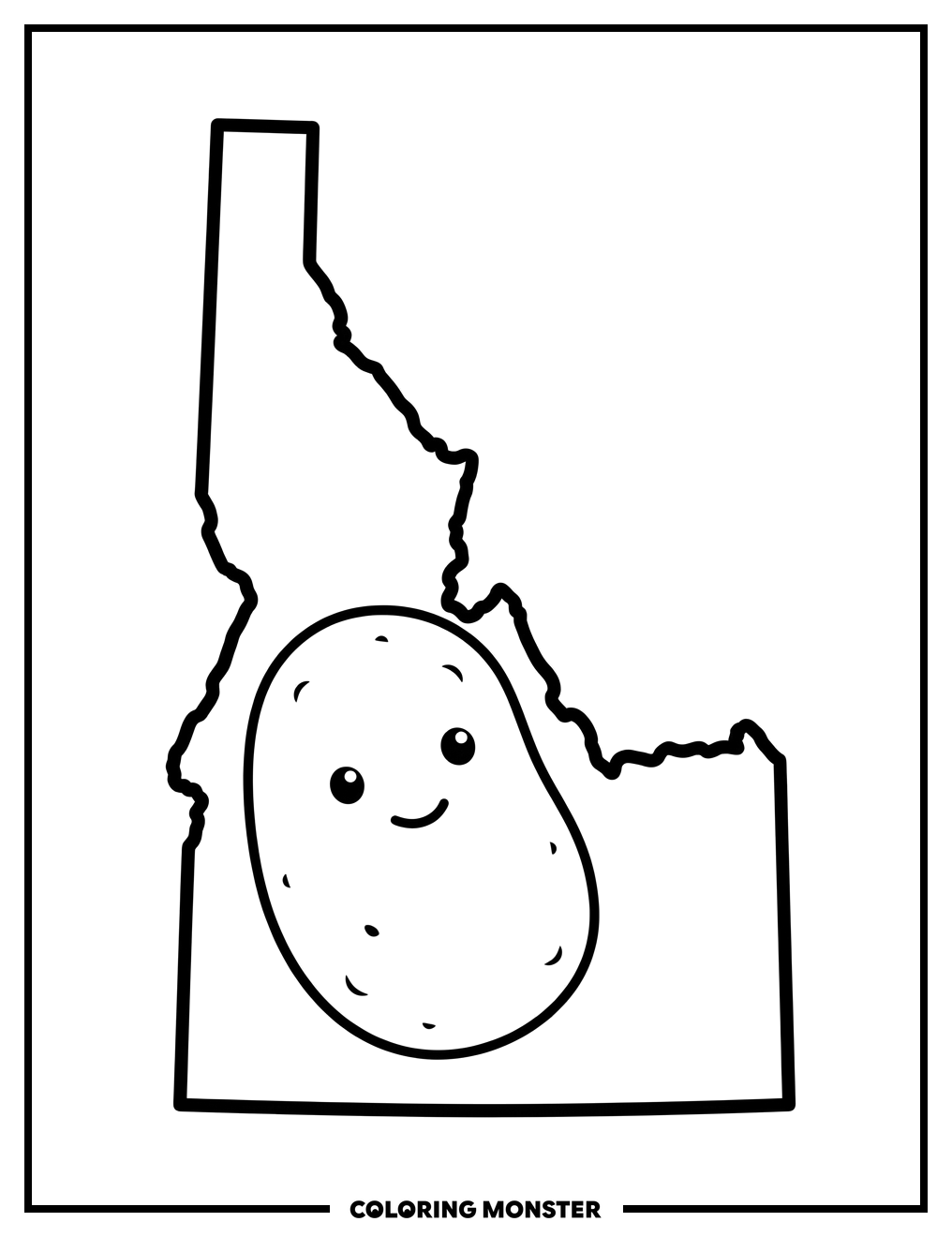 Idaho Potato Outline Coloring Page