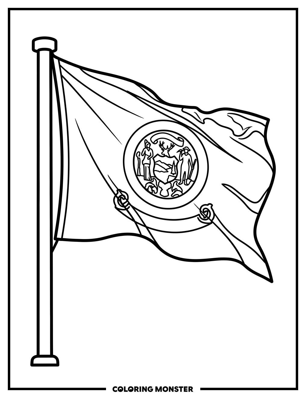 Idaho State Flag Flying Proudly Coloring Page