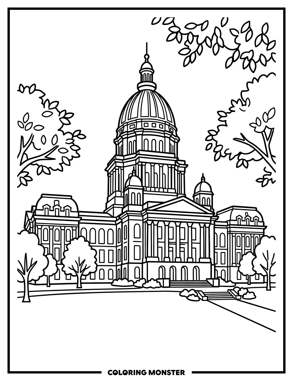 Illinois State Capitol Building Coloring Page