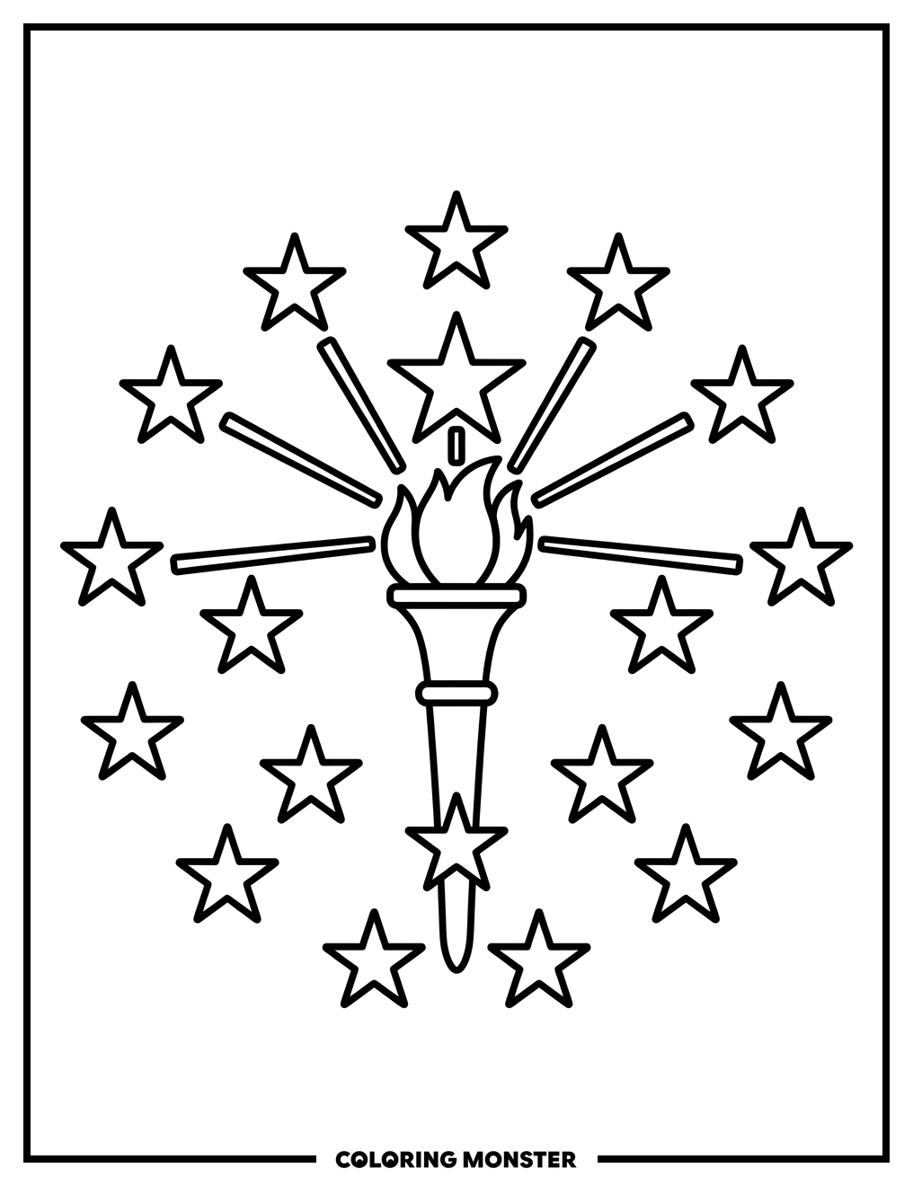 Indiana State Flag With Flaming Torch Coloring Page