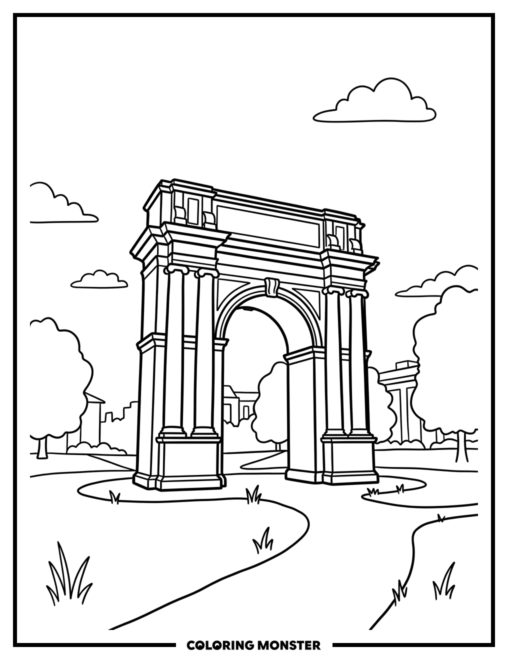 Indiana University Bicentennial Arch Coloring Page