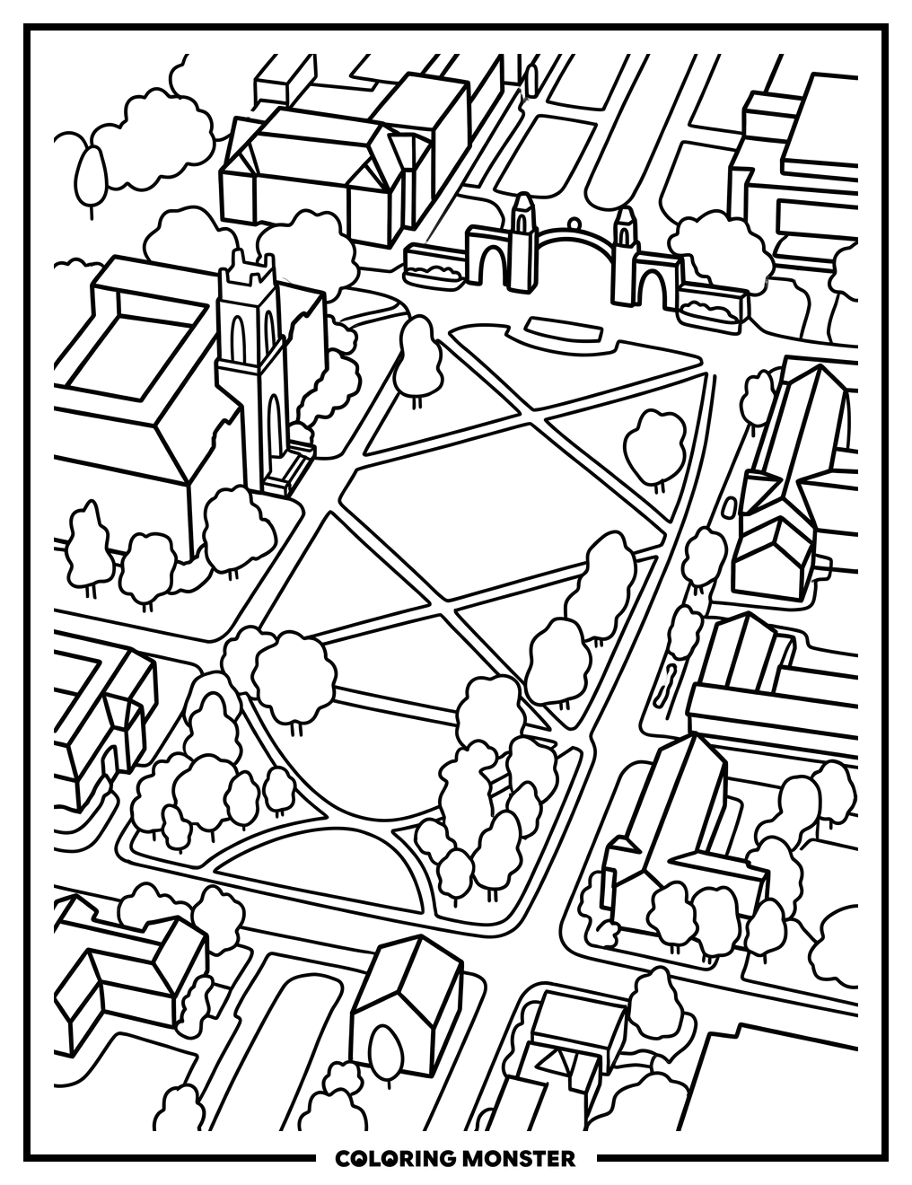 Indiana University Bloomington Campus Coloring Page