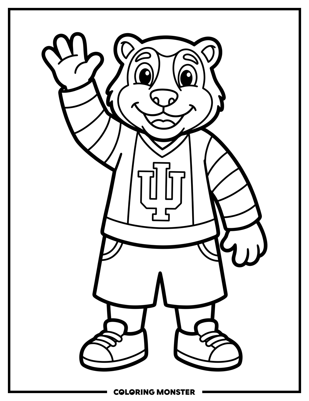 Indiana University Hoosier Mascot Waving Coloring Page