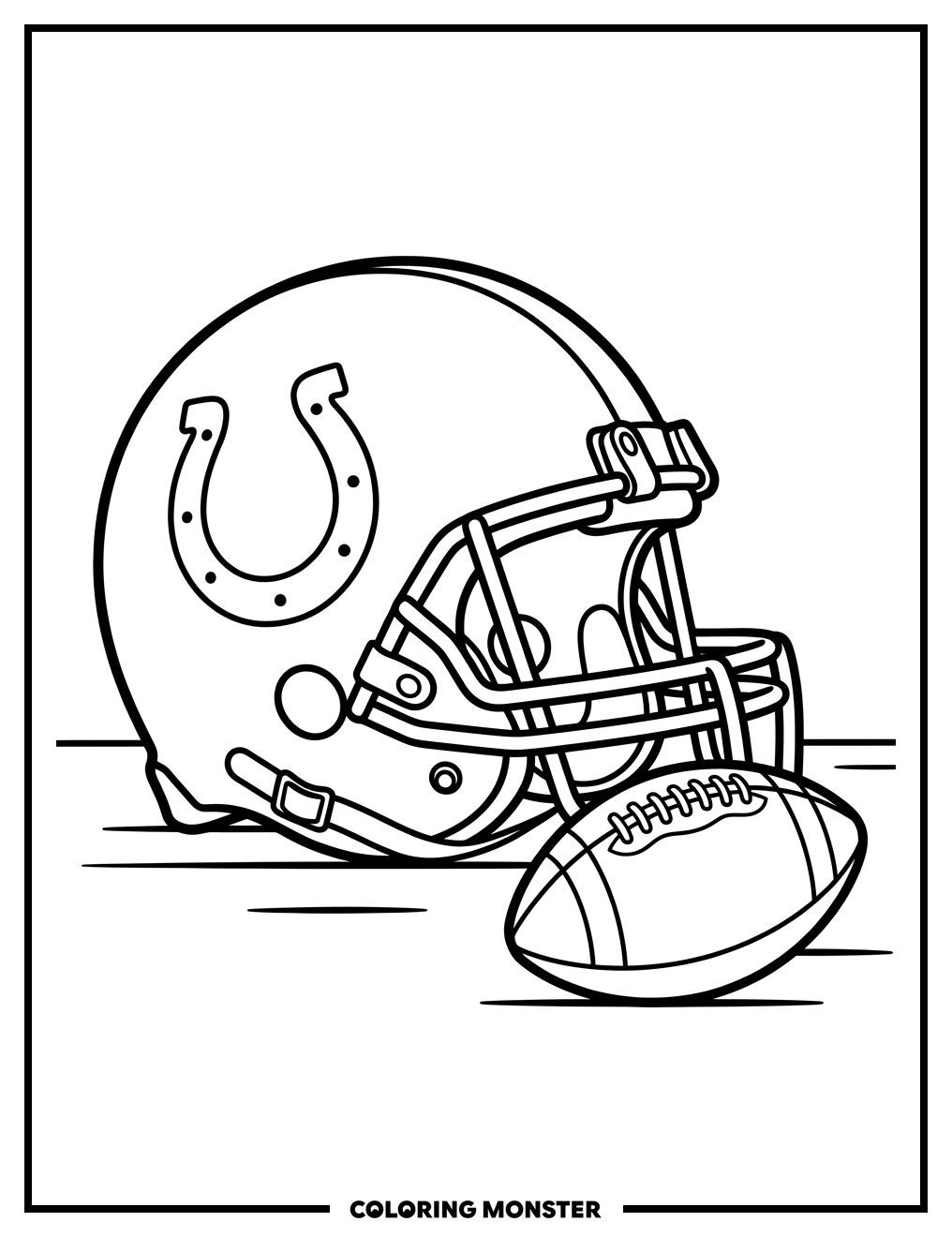 Indianapolis Colts Helmet and Football Coloring Page