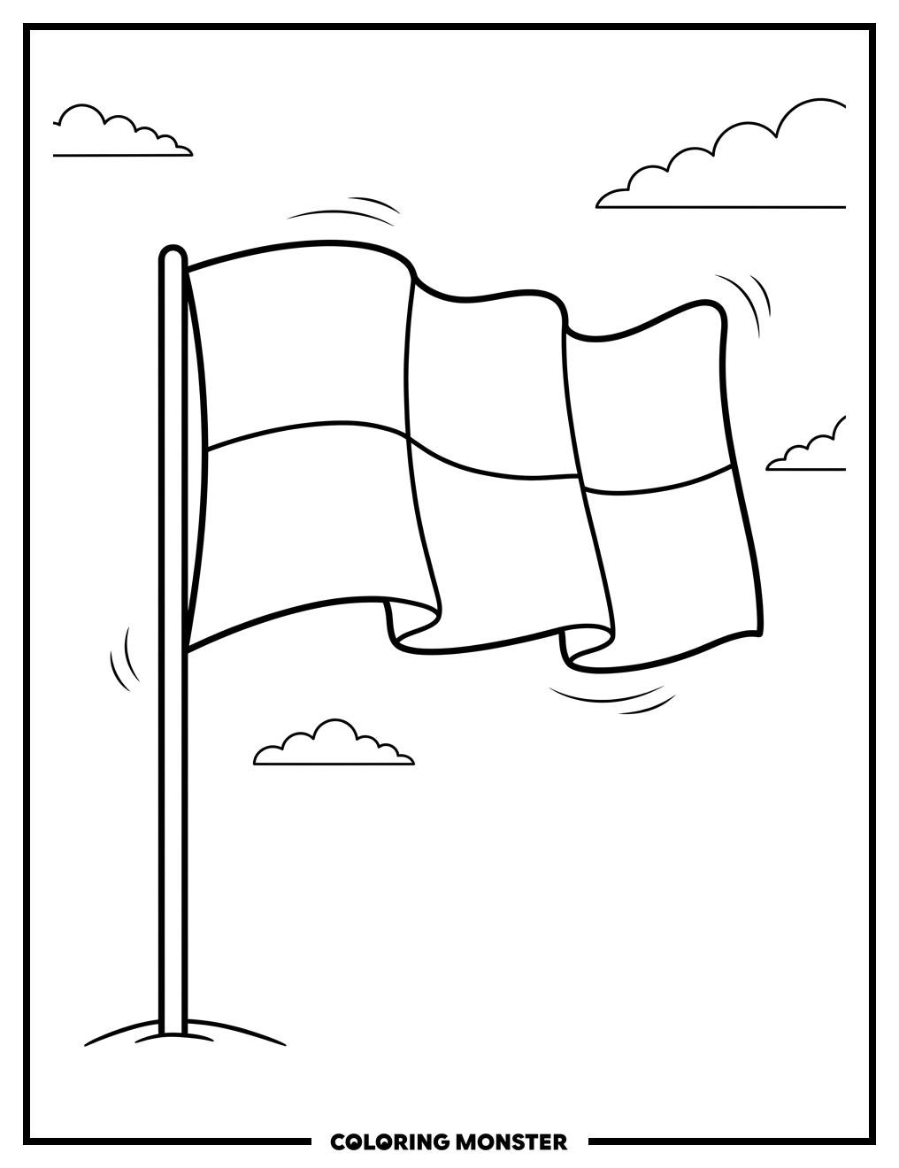 Indonesian Flag Waving Coloring Page