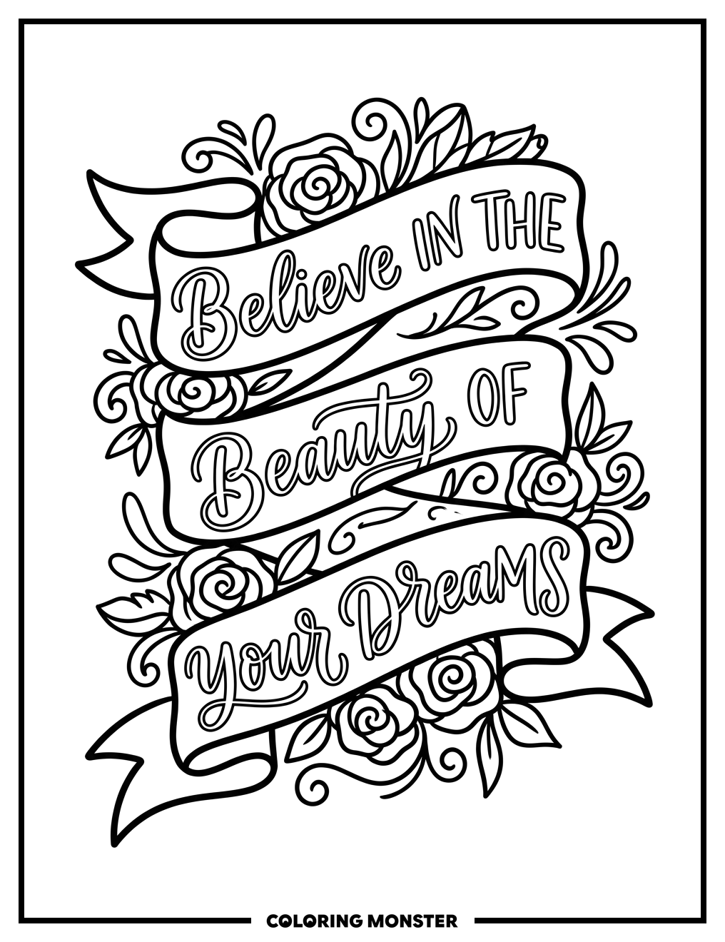 Inspirational Quote Banner Coloring Page