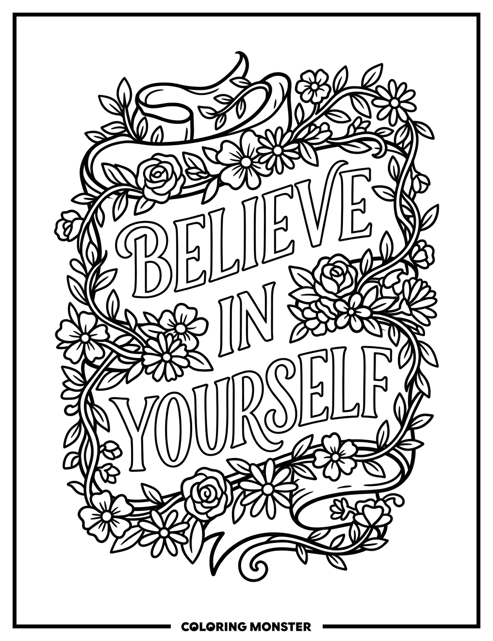 Inspirational Quote Banner Coloring Page