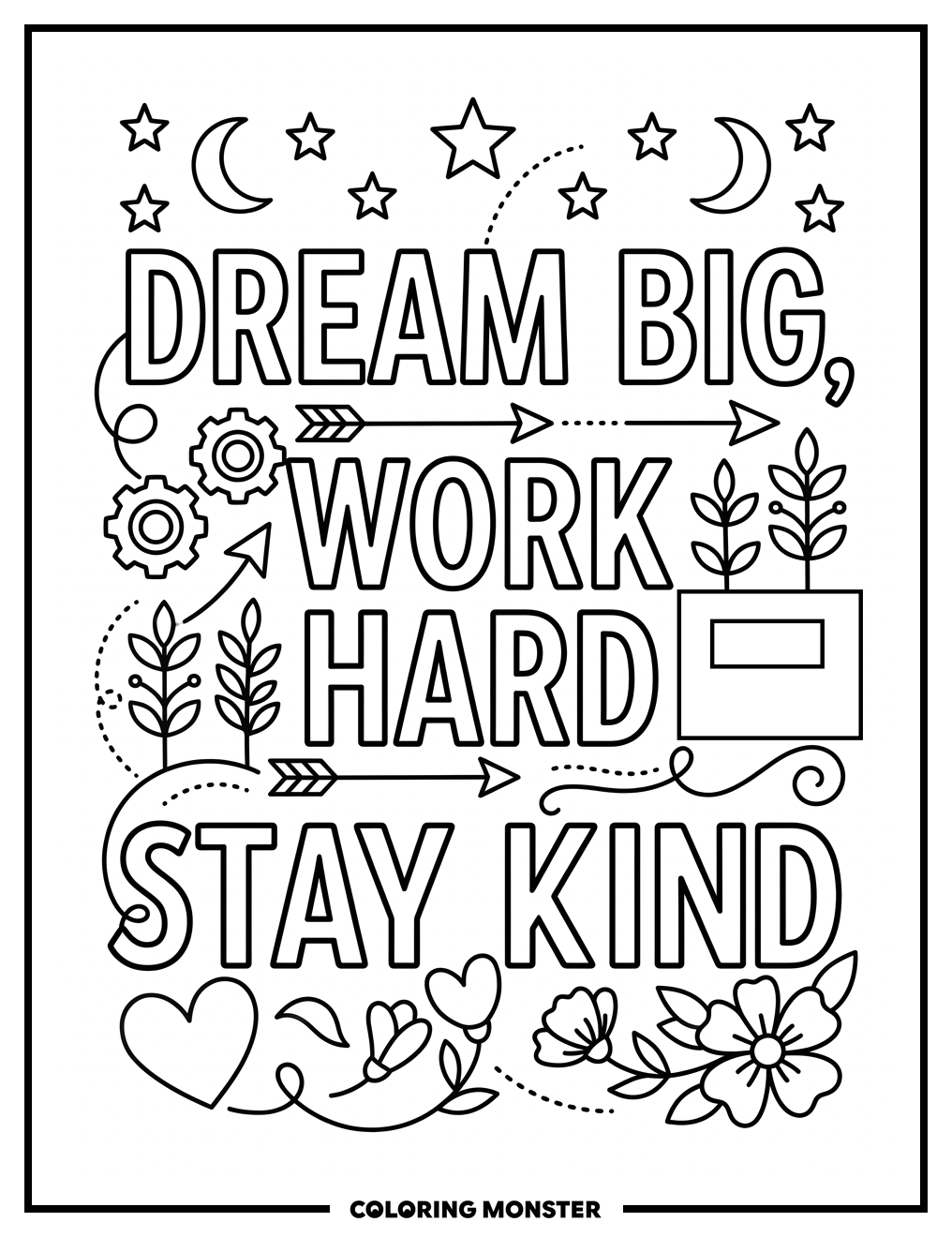 Inspirational Quote Word Art Coloring Page