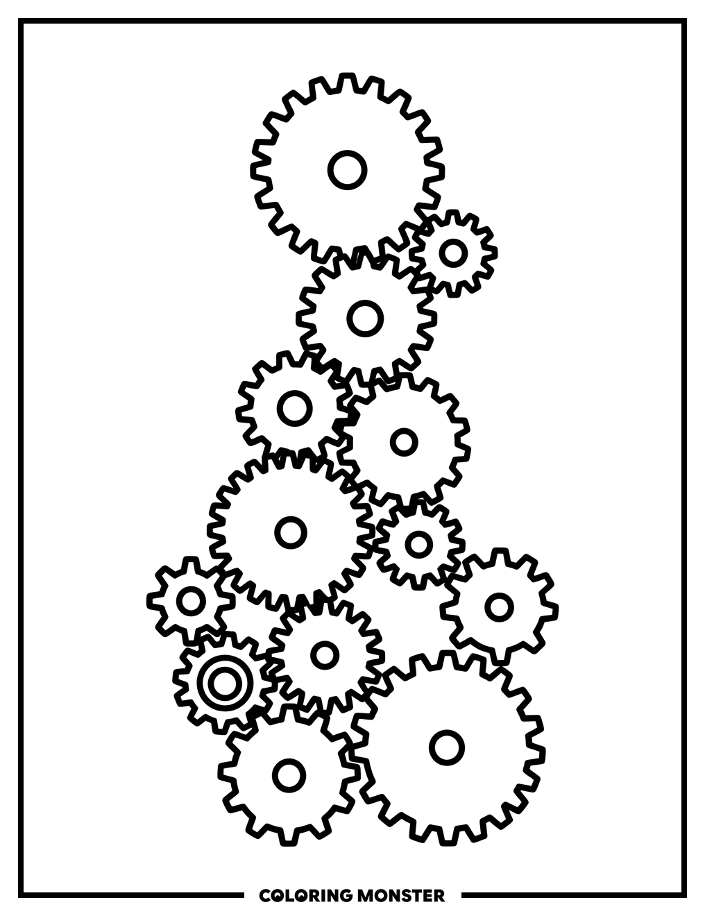 Interlocking Gears Arrangement Coloring Page