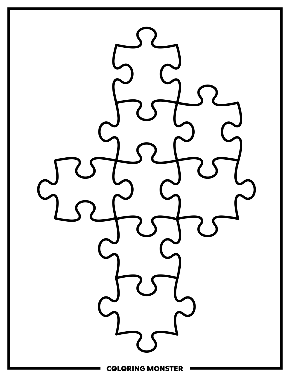 Interlocking Jigsaw Puzzle Pieces Coloring Page