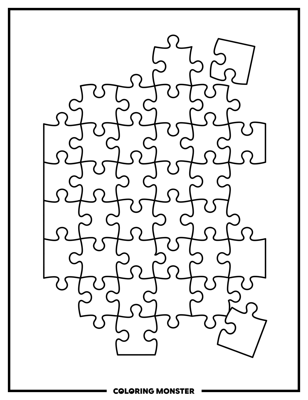 Interlocking Jigsaw Puzzle Pieces Coloring Page