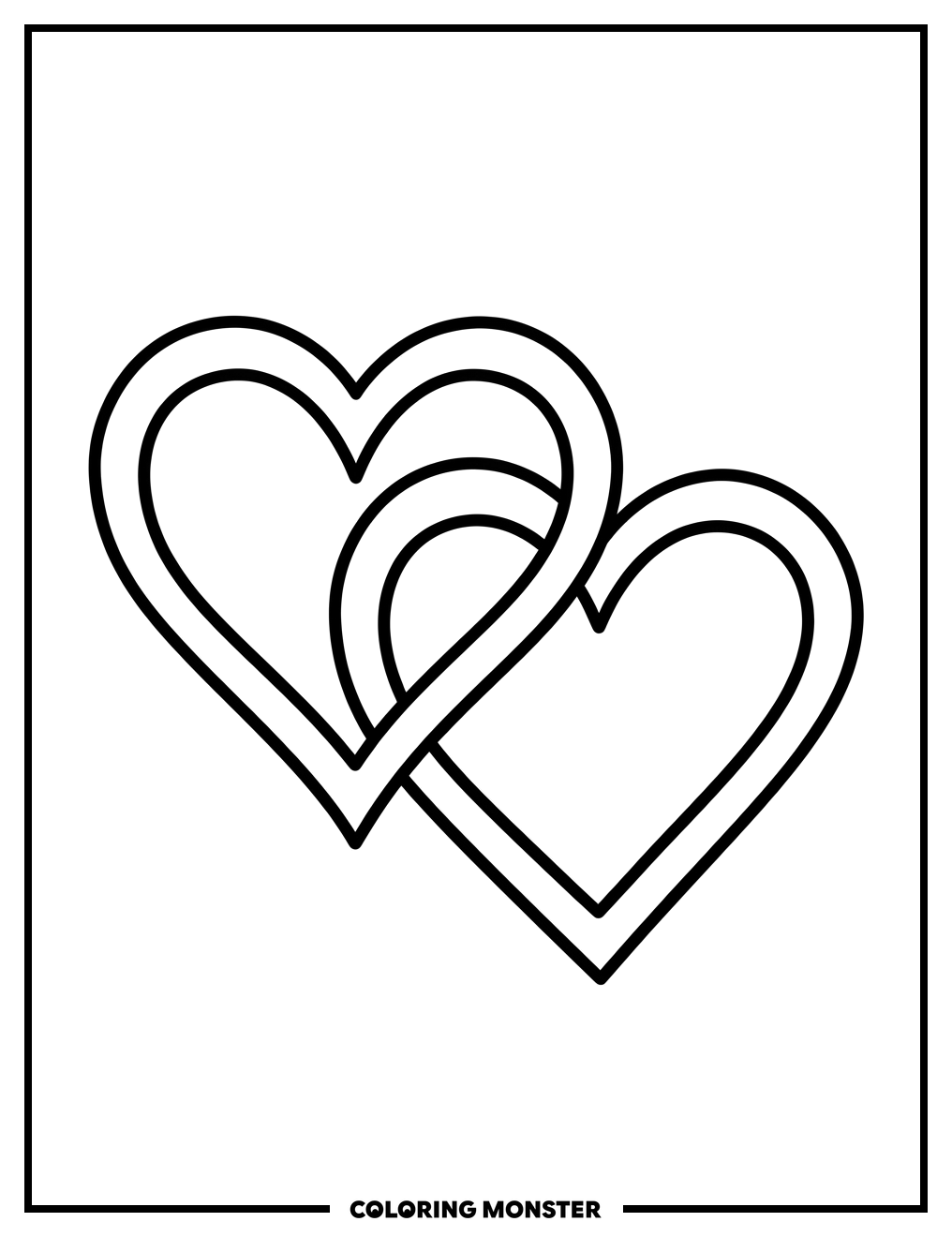 Intertwined Hearts Coloring Page