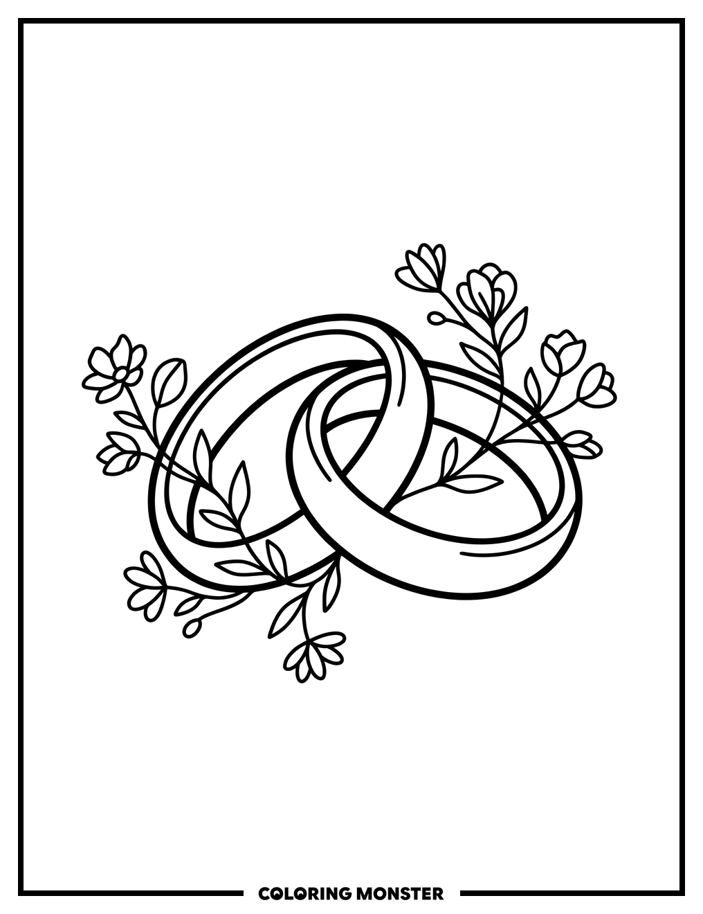 Intertwined Wedding Rings Coloring Page