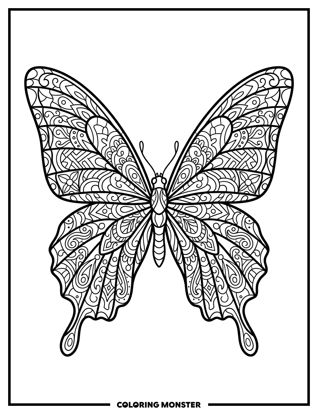 Intricate Butterfly Design Coloring Page