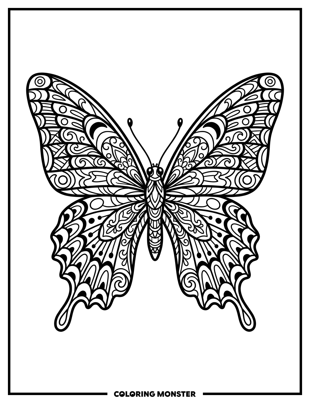 Intricate Butterfly Wings Coloring Page