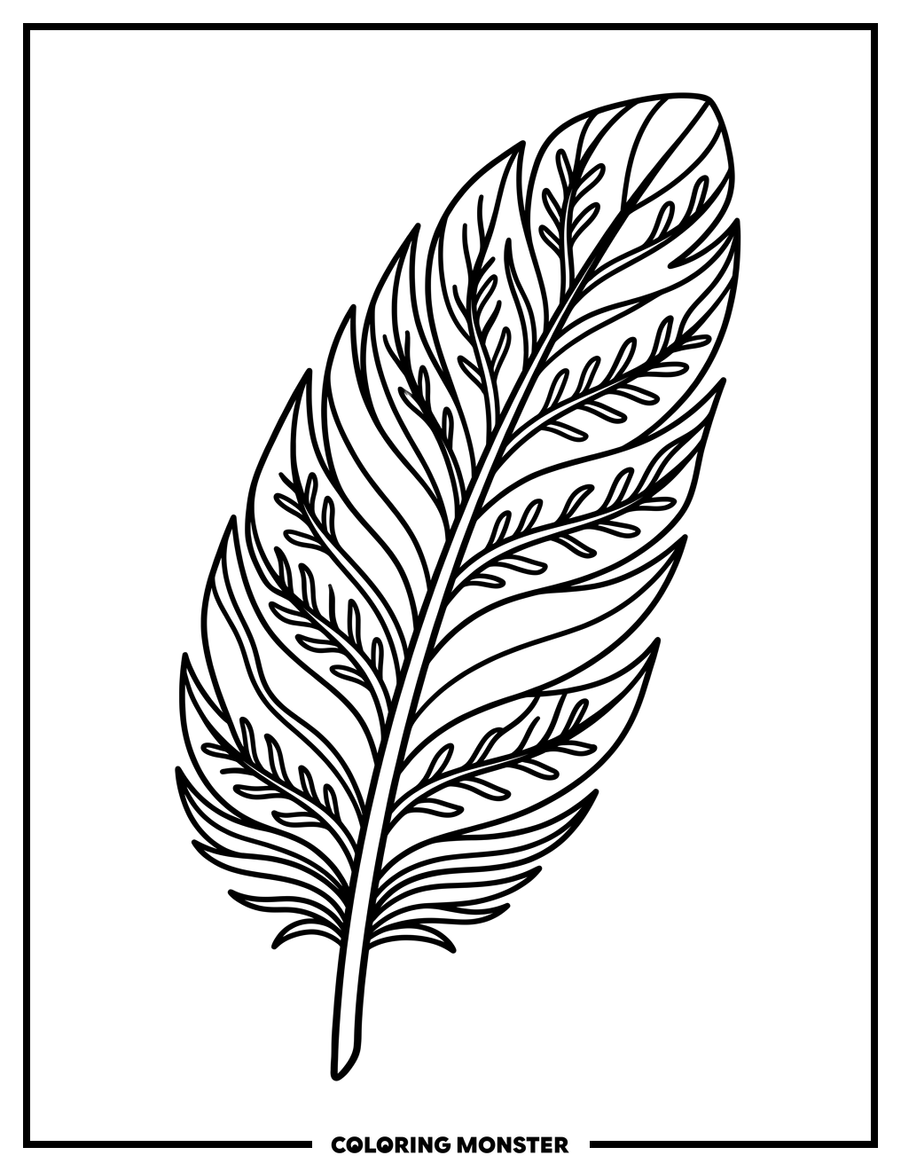 Intricate Feather on Plain Background Coloring Page