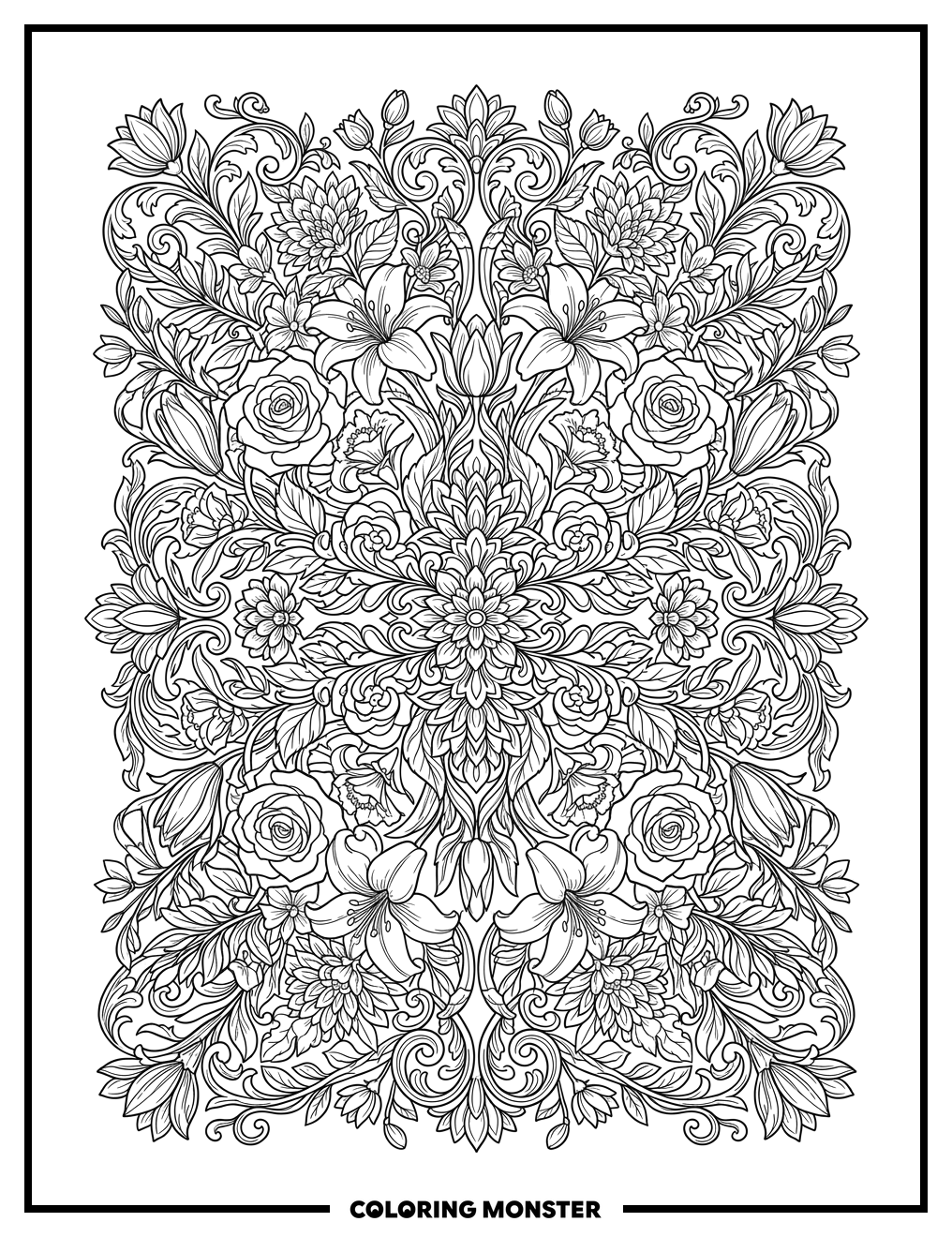 Intricate Floral Arrangement Coloring Page